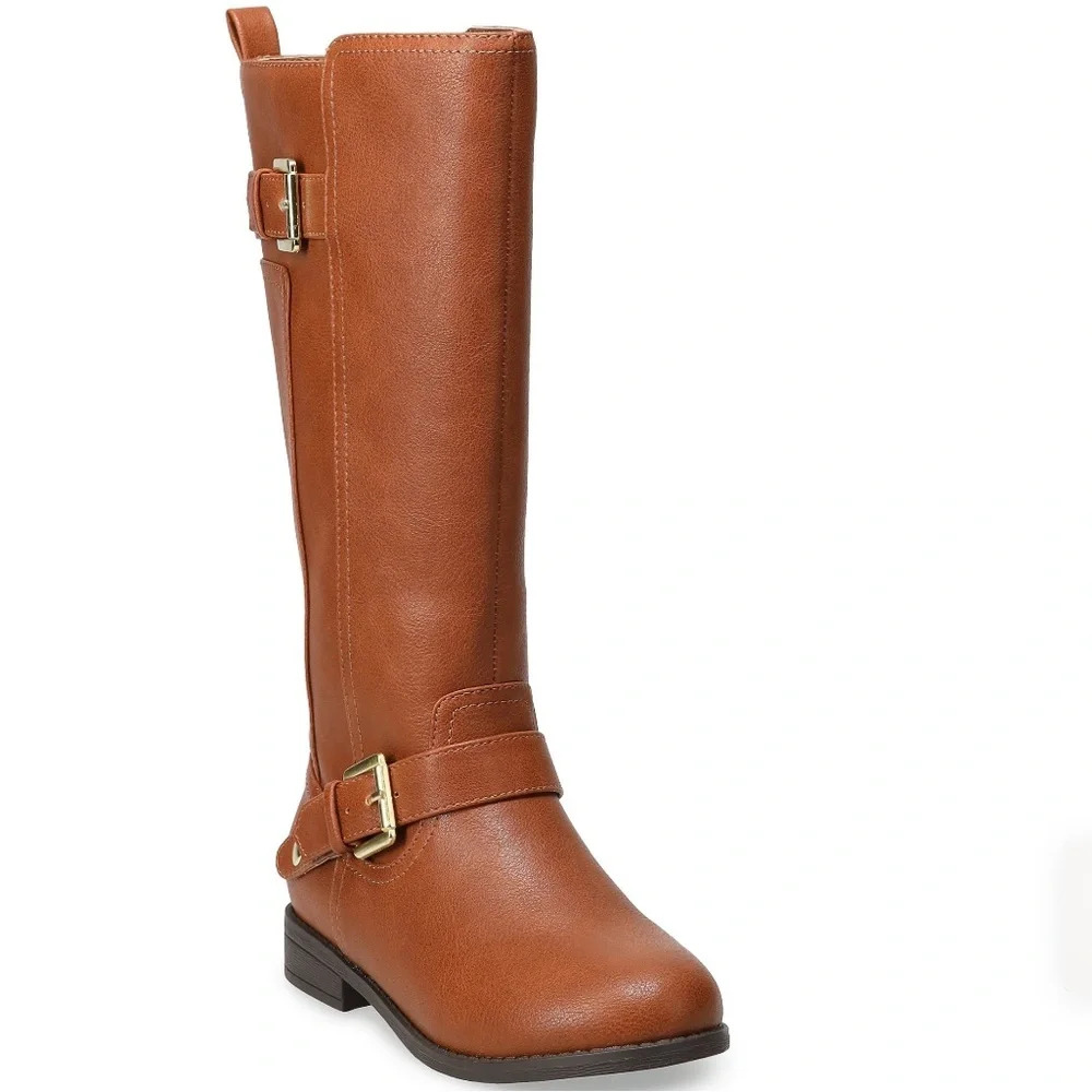 Classic Tan Kids Boots with Buckle Detail